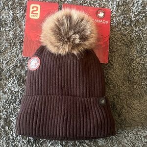 🤎🖤Pom Pom Beanie for women- Brown 1 and 2 black